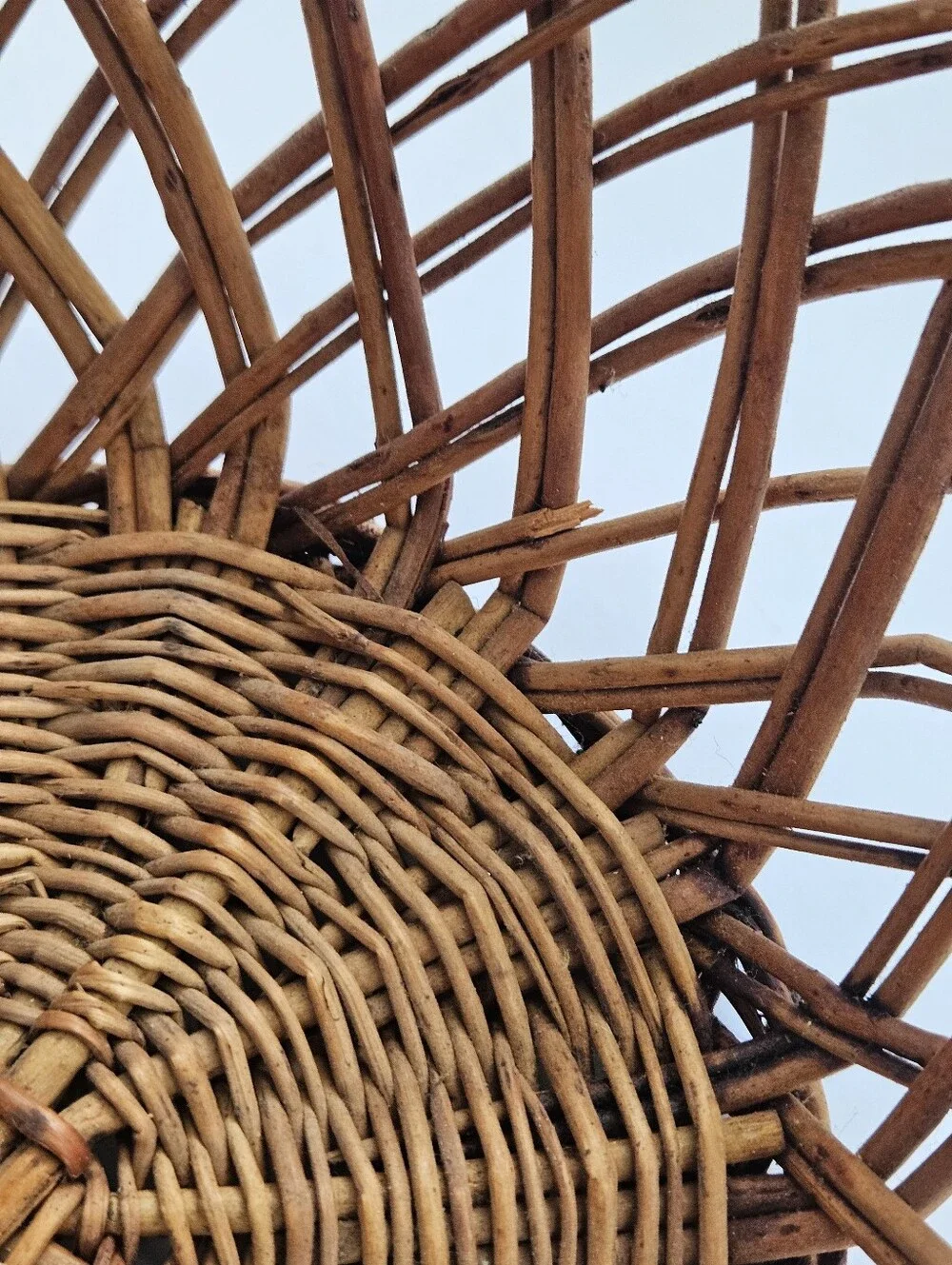 Vintage Boho Rattan Basket Serving Tray Rattan Wicker wall decor Yugoslavia MCM